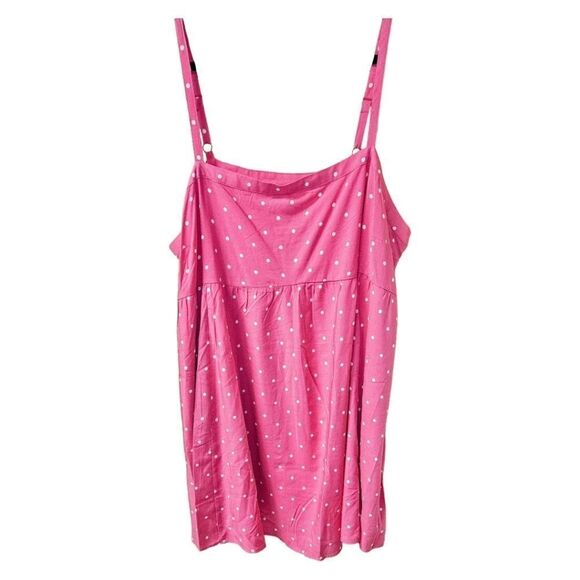 NEW 1X TORRID Plus Size Mini Challs Pink & White Poka Dot Sleeveless Sundress - Picture 2 of 16